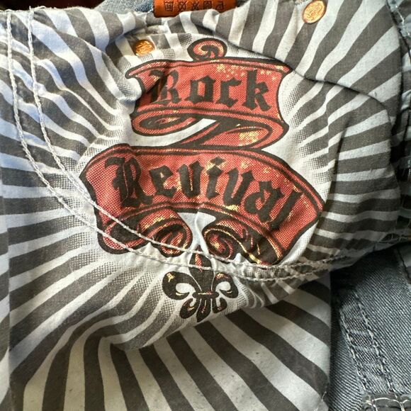 Rock Revival Jeans Mens 34 Blue Rogue Boot Embellished Denim Stretch - Picture 15 of 15